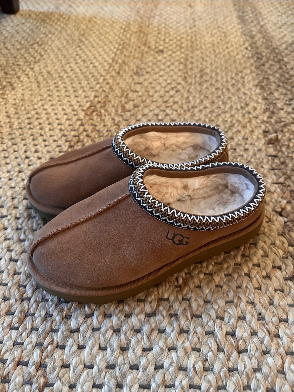 UGG Brown Cozy Suede Shearling Slippers - Picture 2 of 5